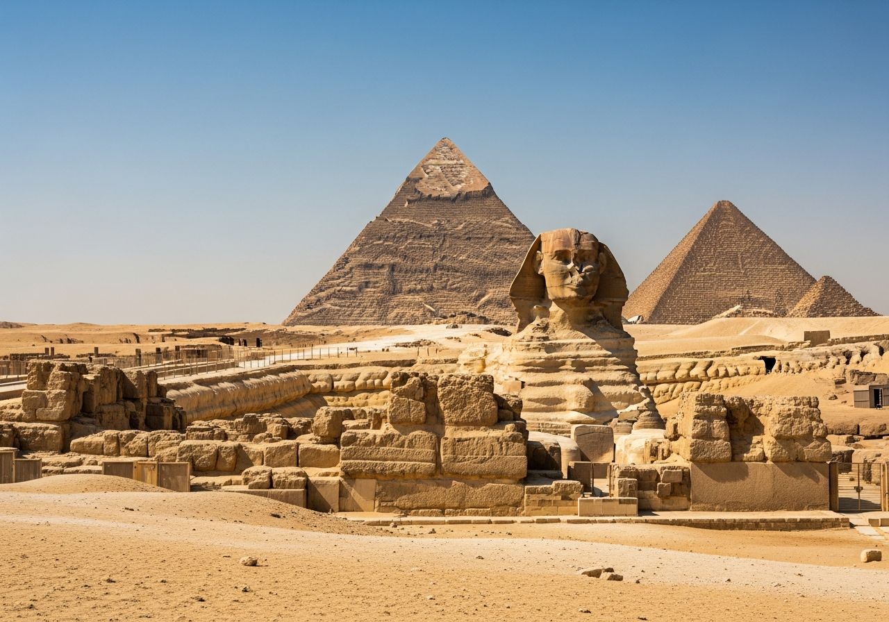 Pyramids of Giza archeological site